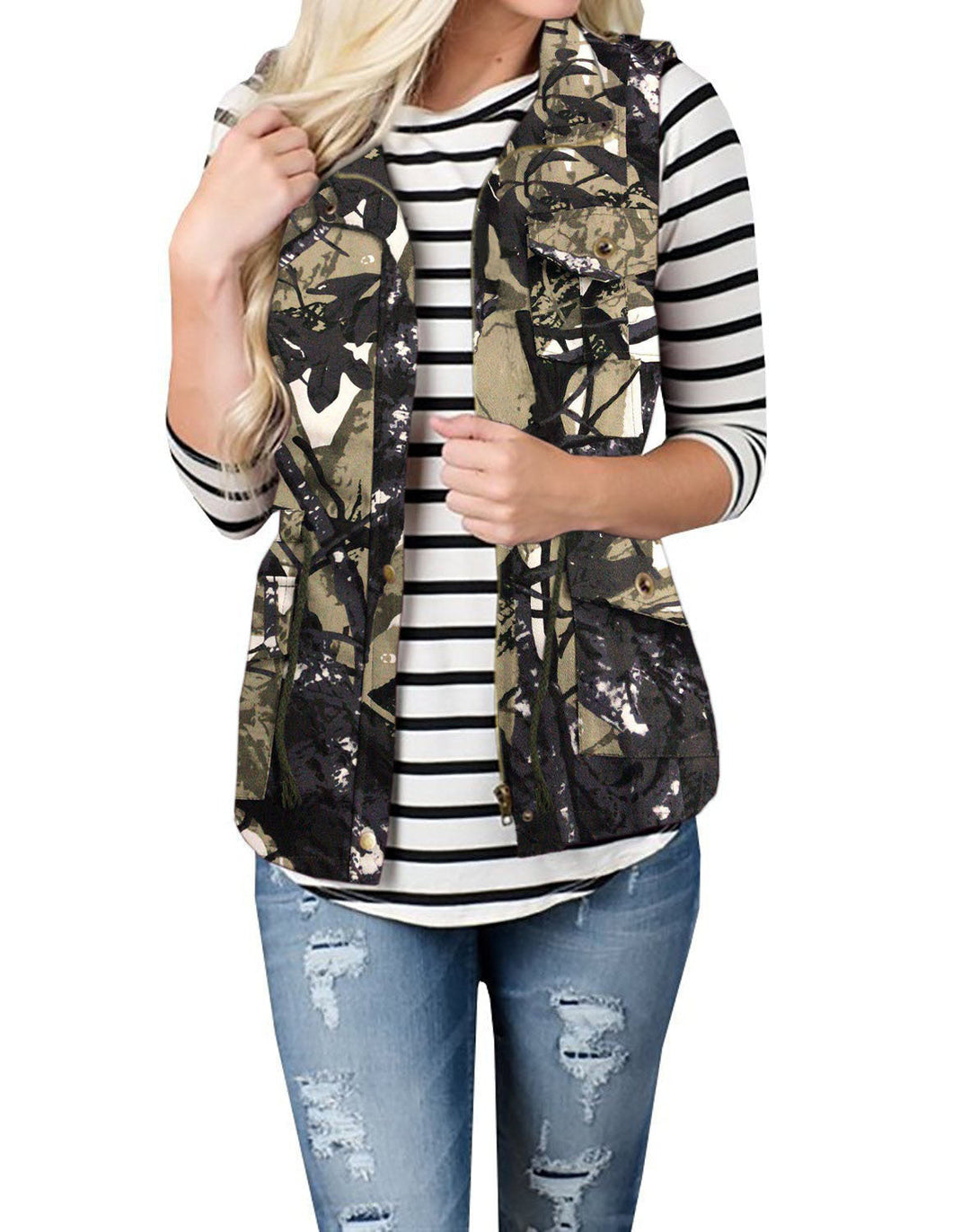 Women’s nan Utility Vest with drawstring, hood and patch pockets