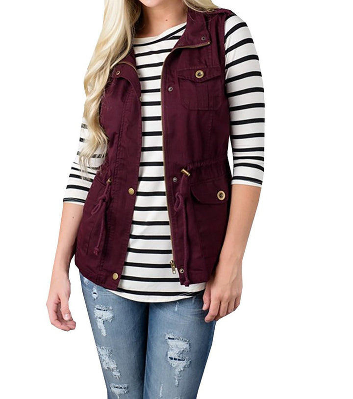 Women’s nan Utility Vest with drawstring, hood and patch pockets