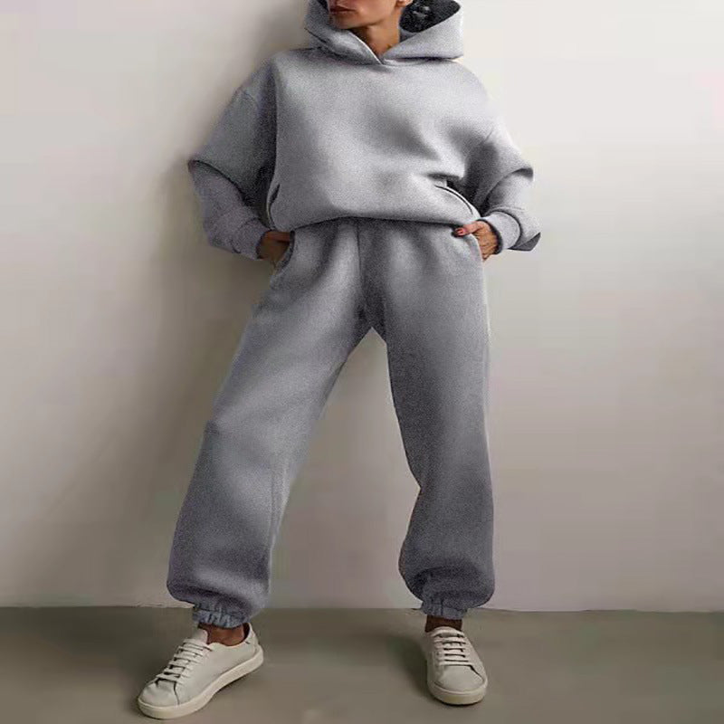 Woman in a matching hoodie sweatsuit