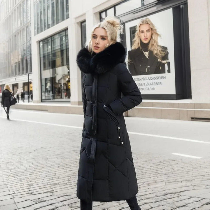 Long padded jacket with hood