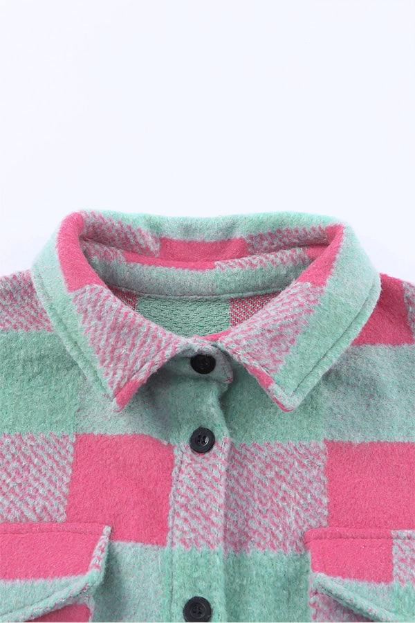 Check color Block casual oversized jacket