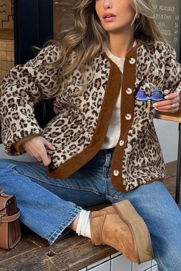 Leopard Loose Loose Cashmere warm jacket