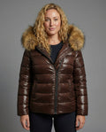 Jacket quilted women's with collar with faux fur lightweight winter