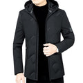 Men's lightweight padded hooded jacket with slim silhouette and concealed zip