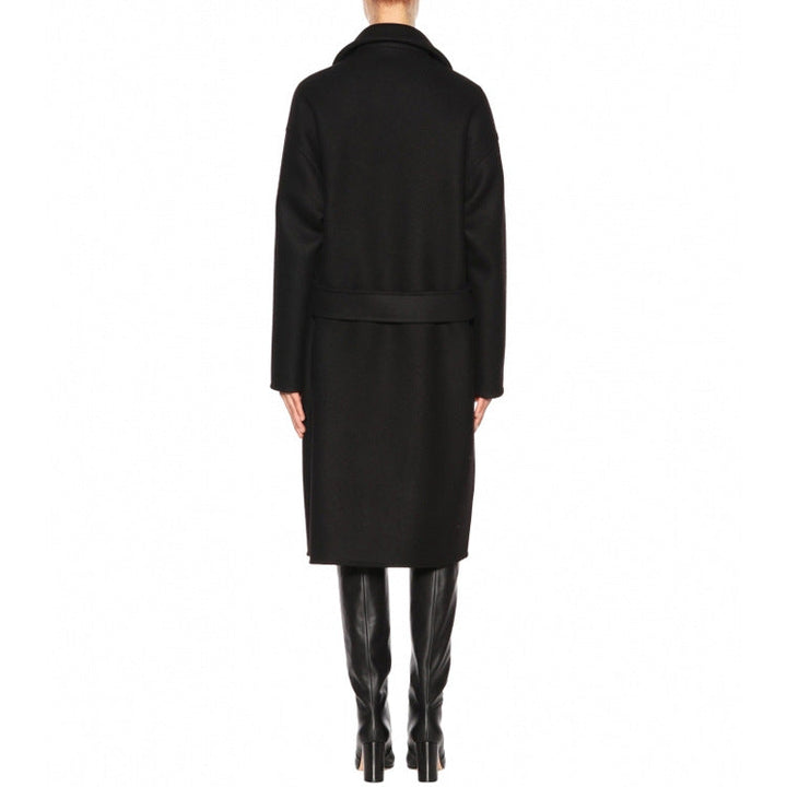 Women Oversize Double-Breasted Long Coat with Wide Shawl Collar and Relaxed Tailoring