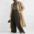 Women's Maxi-length Minimalist Single-breasted Wool Blend Long Coat with Open Shawl Collar