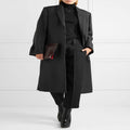 Women's Oversize Single-Breasted Maxi-Length Wool Blend Long Coat with Relaxed Shoulders and Flap Pockets