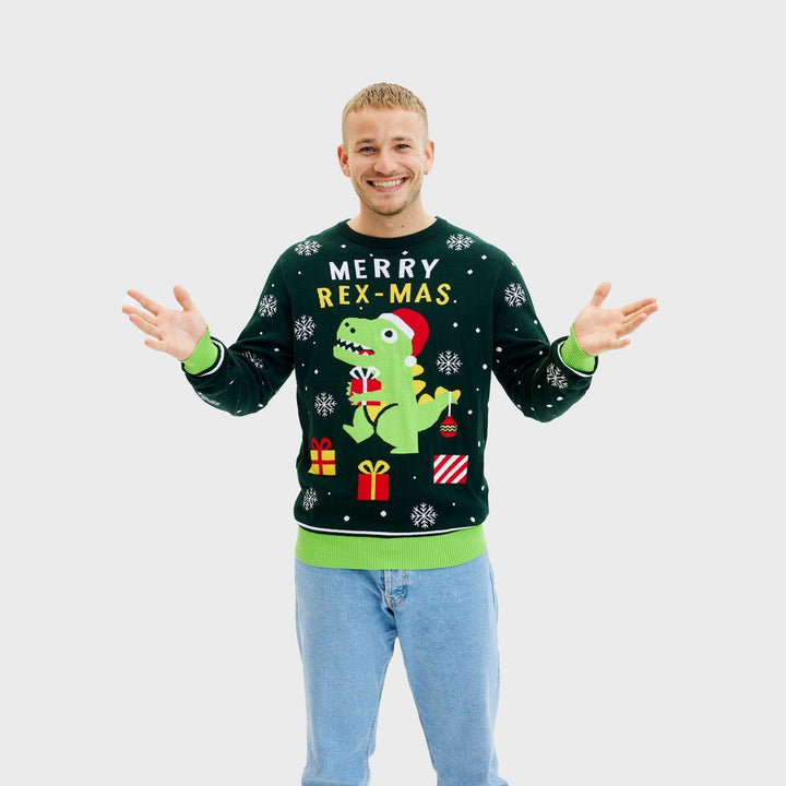 | Funny Dino Christmas Sweater Men