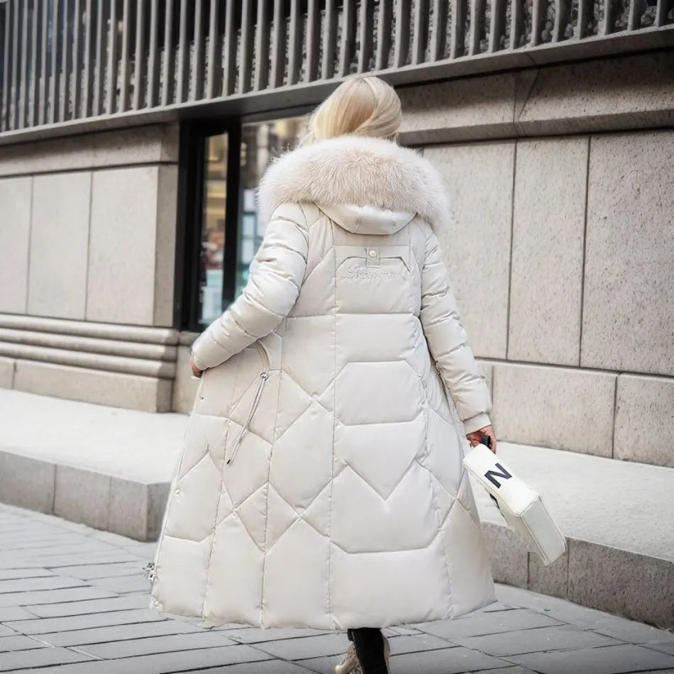 Long padded jacket with hood
