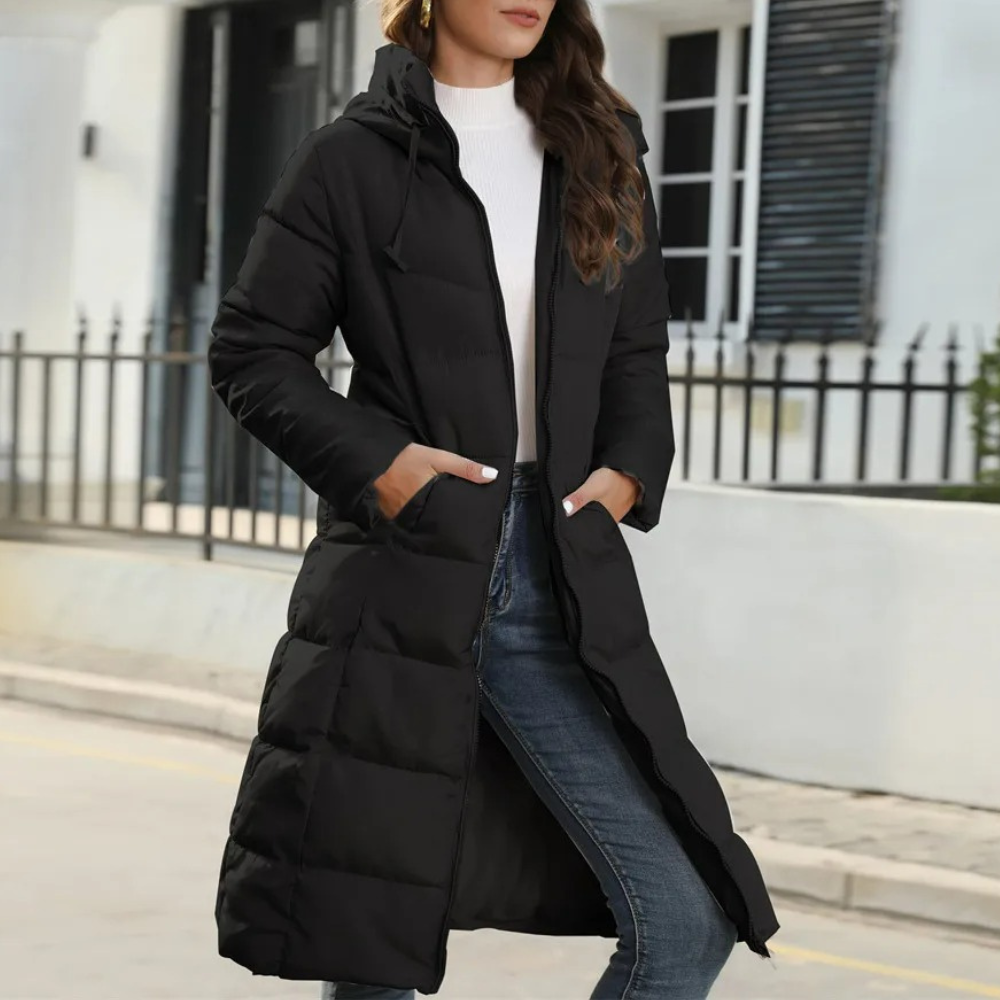Longer winter parka with hood for Women&