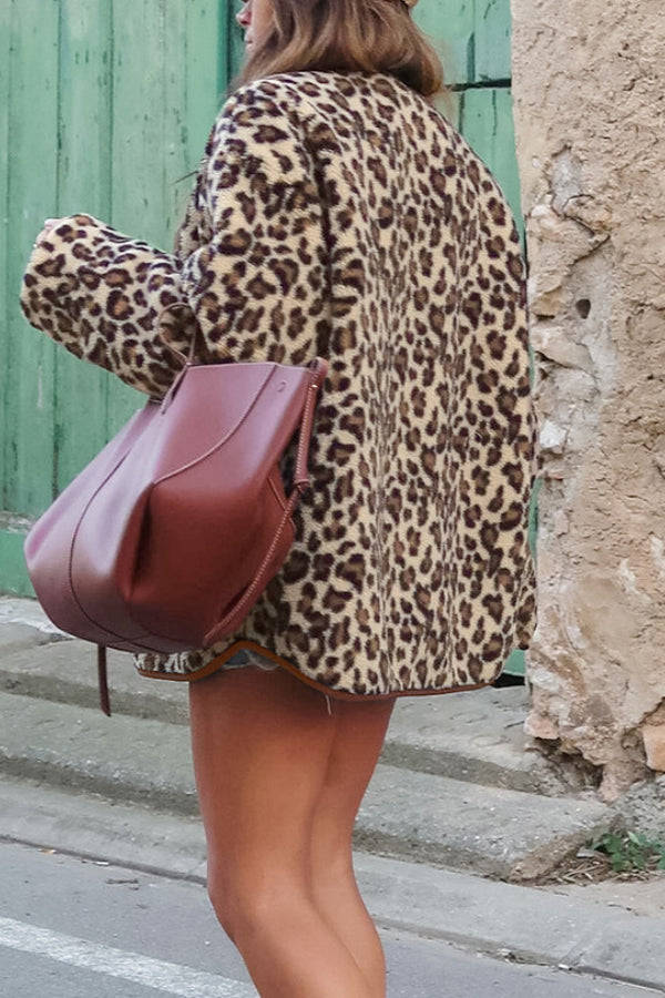 Leopard Loose Loose Cashmere warm jacket