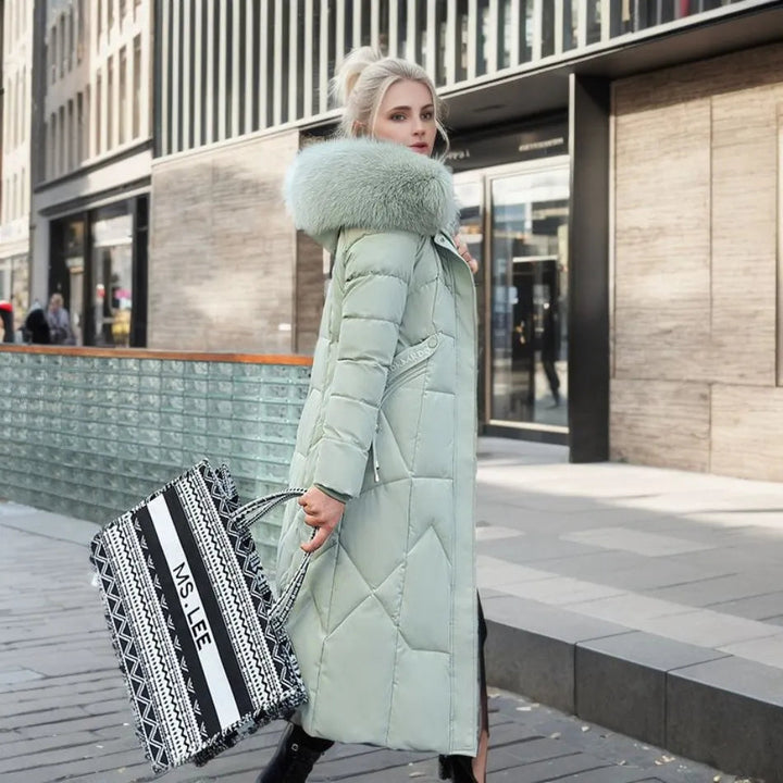 Long padded jacket with hood
