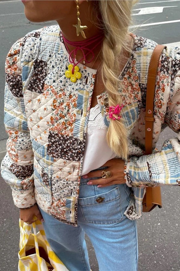 long-Sleeved Swgle-Breasted Prwted pocket jacket