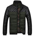 Men's Padded Hybrid Puffer jacket with faux leather sleeves and collar