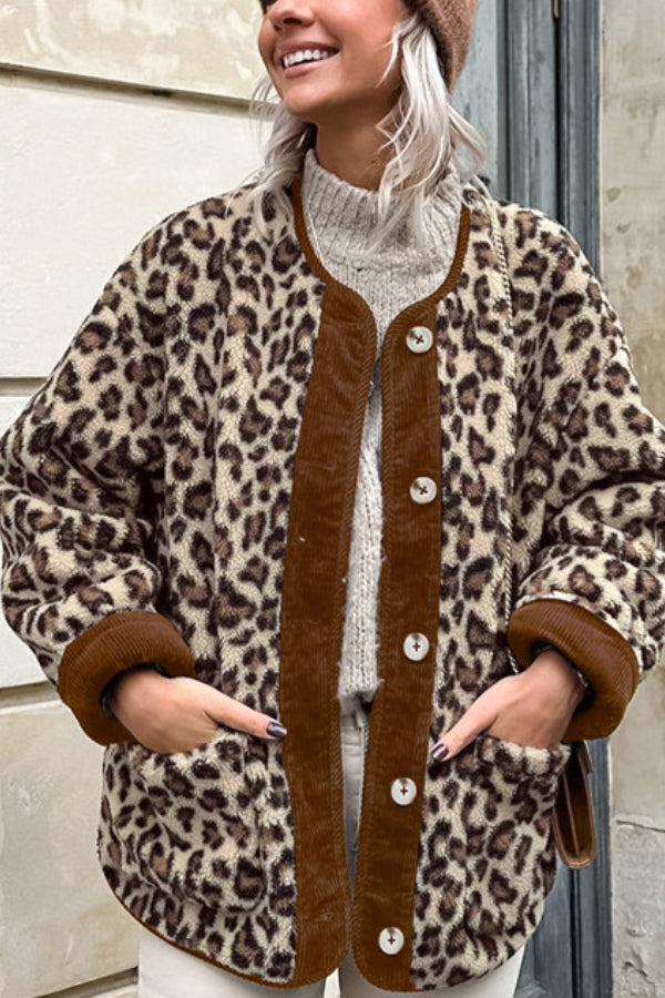 Leopard Loose Loose Cashmere warm jacket