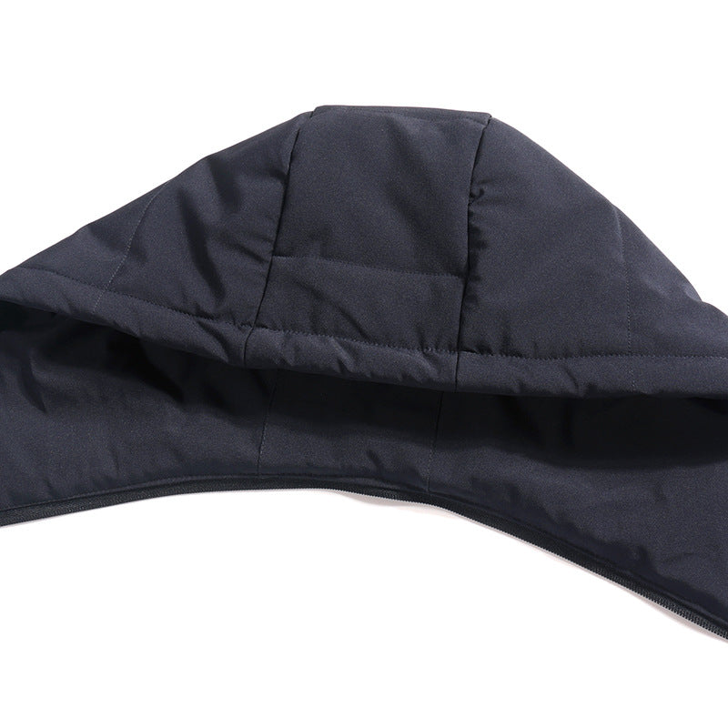 Men mid-length zip Quilted Parka with Hood and Windproof Thermal Insulation
