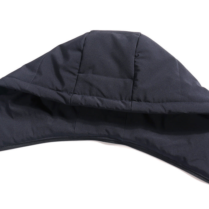 Men mid-length zip Quilted Parka with Hood and Windproof Thermal Insulation