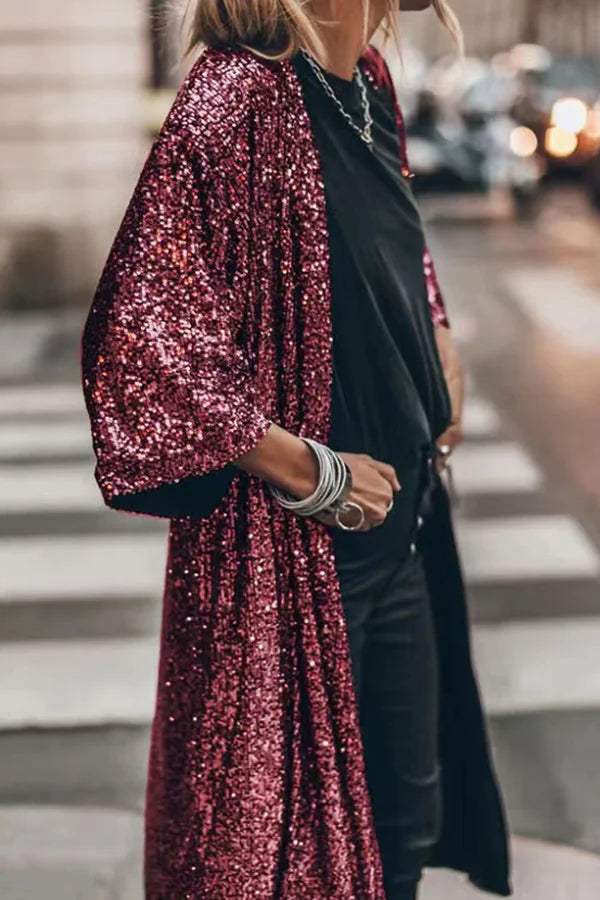| Windproof knitted vest with sparkling sequins