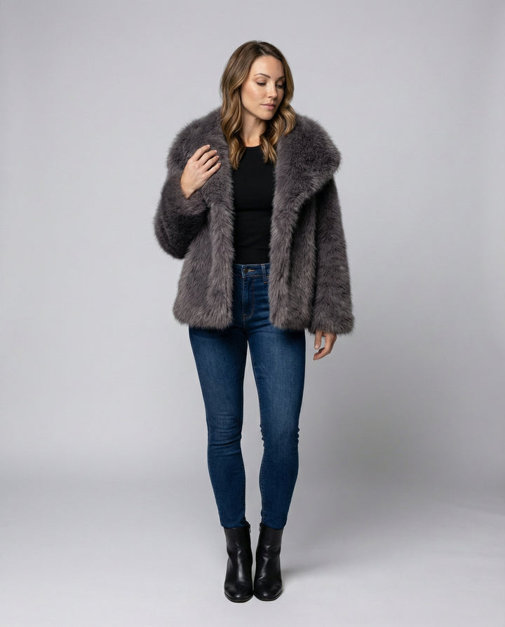 faux Fur Shawl collar jacket