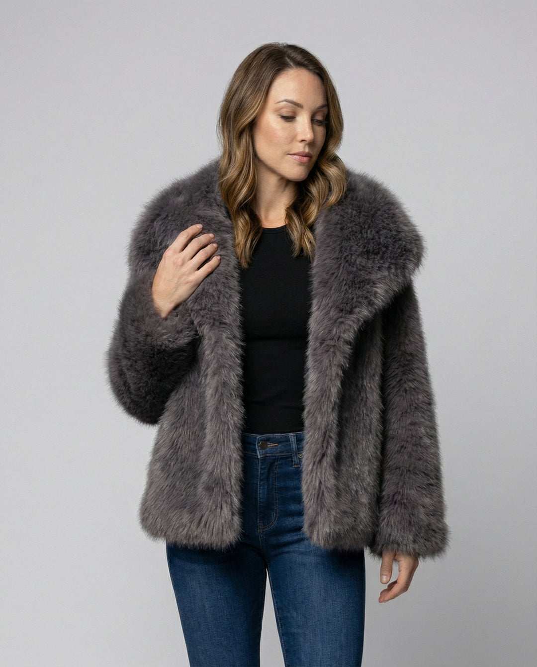faux Fur Shawl collar jacket