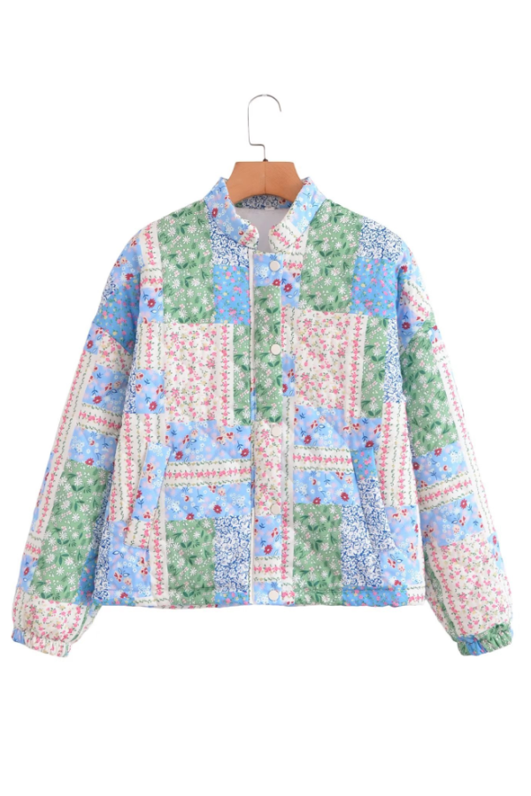 Collar long sleeve Floral pattern cotton jacket