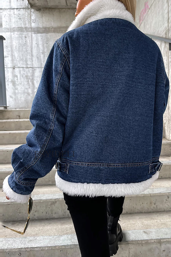 Wool Patchwork Revers Loose casual jacket