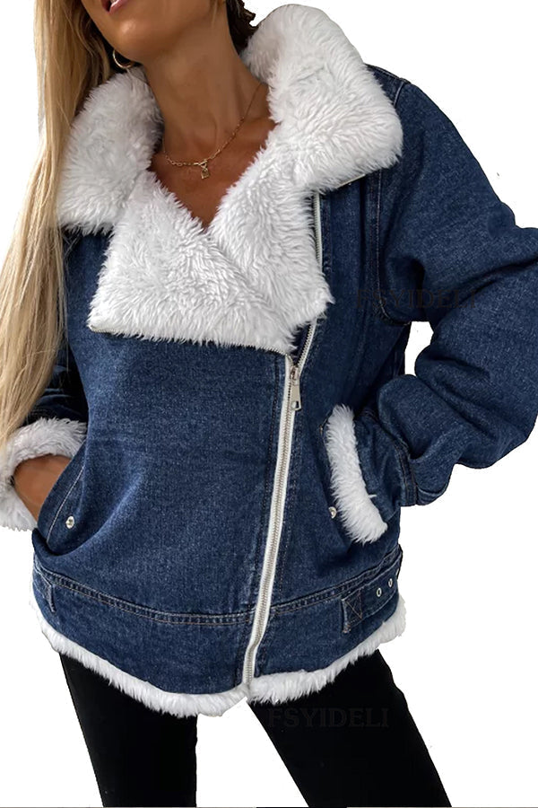 Wool Patchwork Revers Loose casual jacket