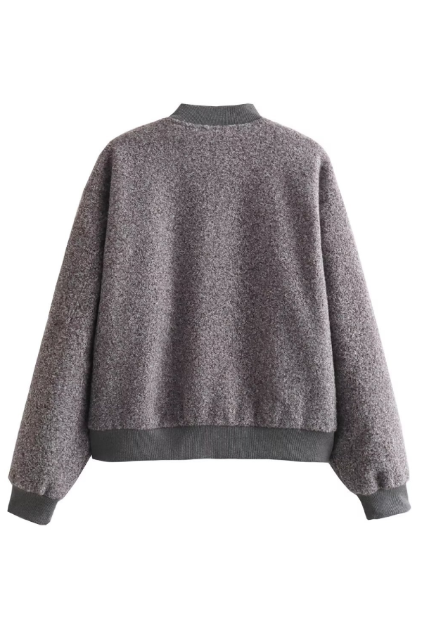 Collarless long sleeve ribbed Flekka jacket
