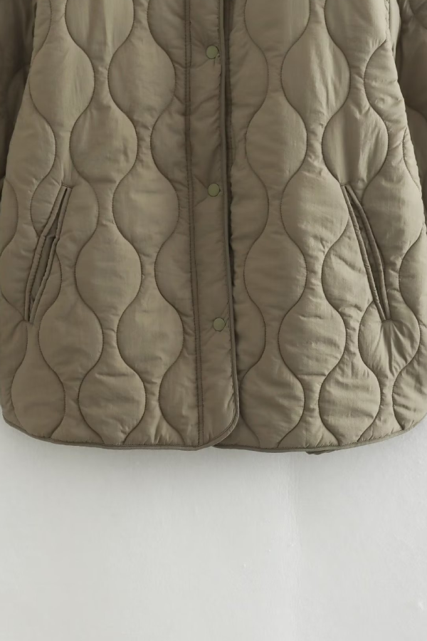 color Loose Round Neck padded jacket