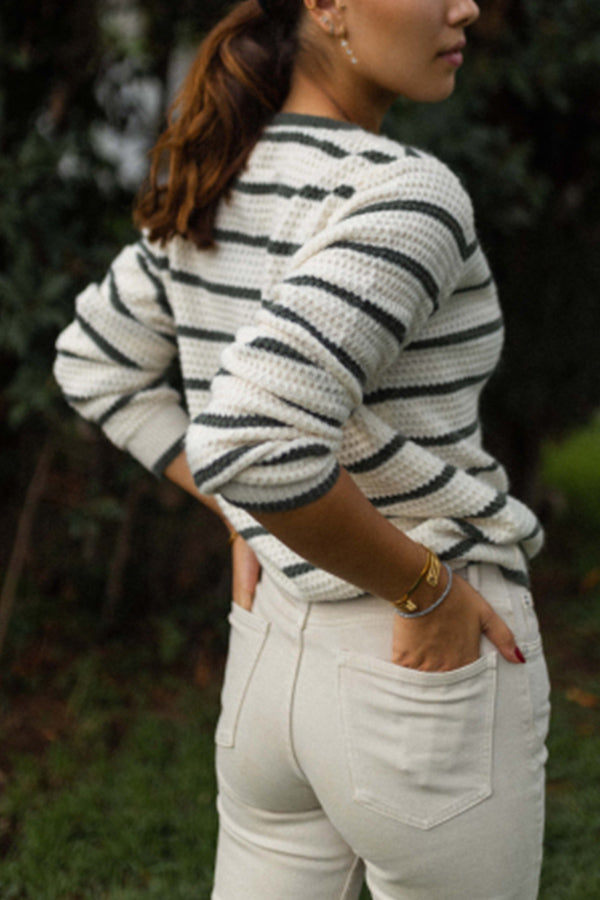IN stripes Round Necklwe jacket