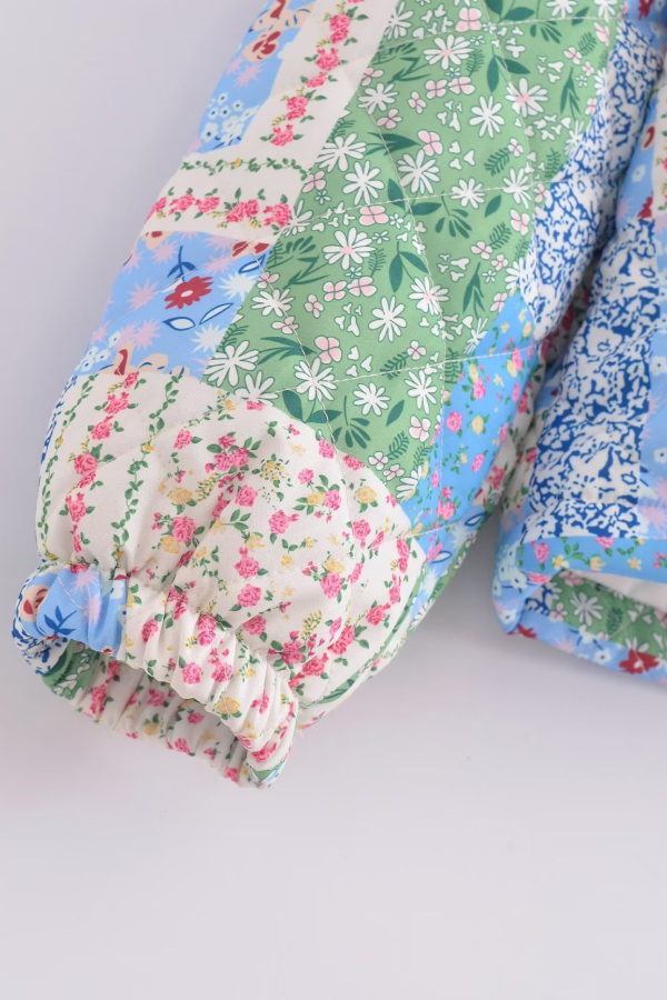 Collar long sleeve Floral pattern cotton jacket