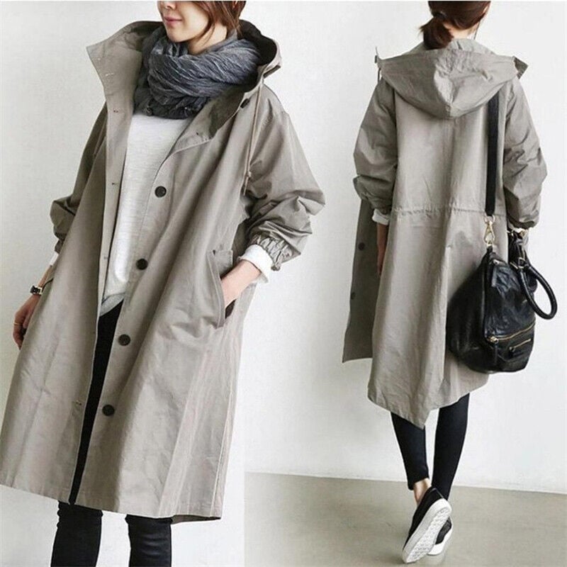 Trench coat with hood for women