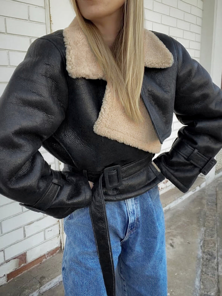 Blessed Sherpa Lined Lambskw Flekka jacket