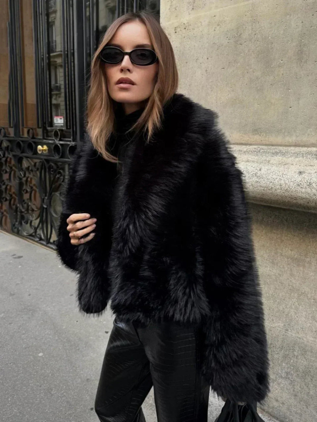 faux fur collar jacket