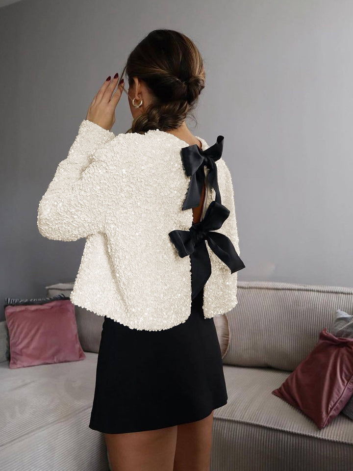 | Velvet Bow Decor Jacket