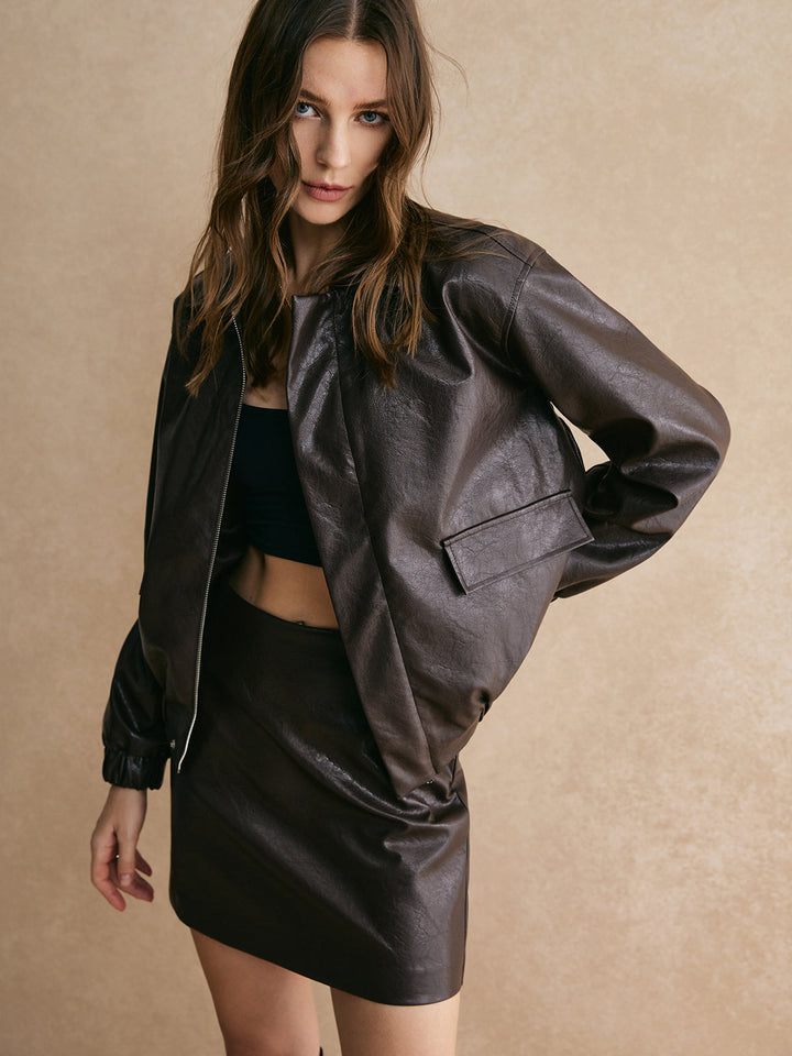 Jacket with leather leather