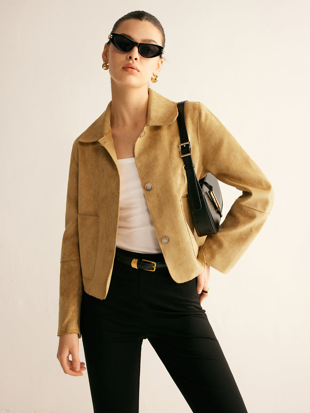 Faux leather short jacket