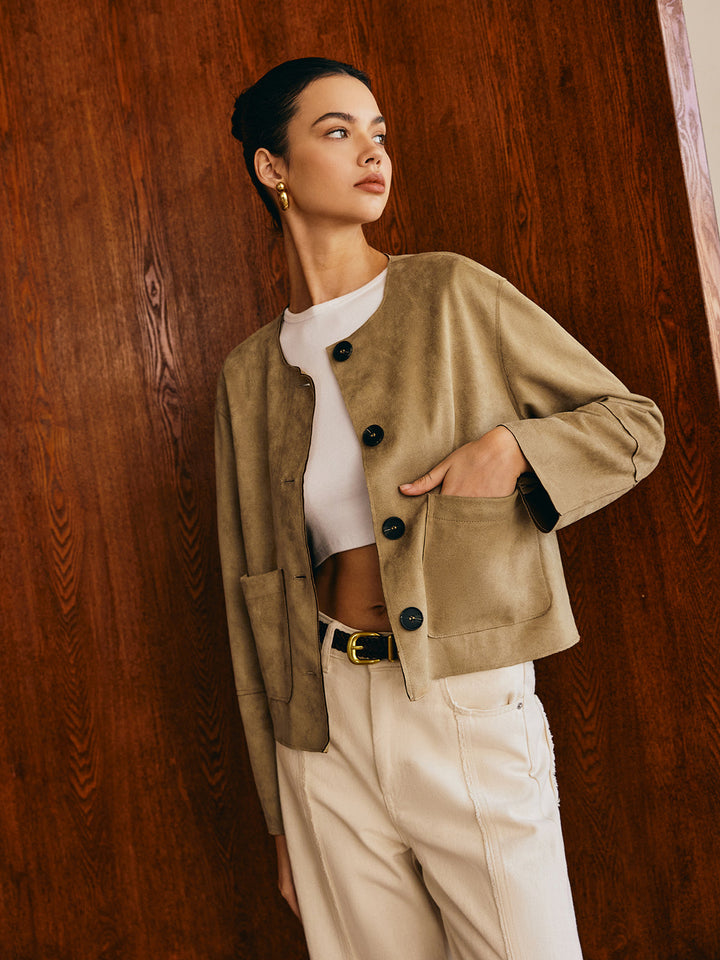 Double-Breasted suede jacket