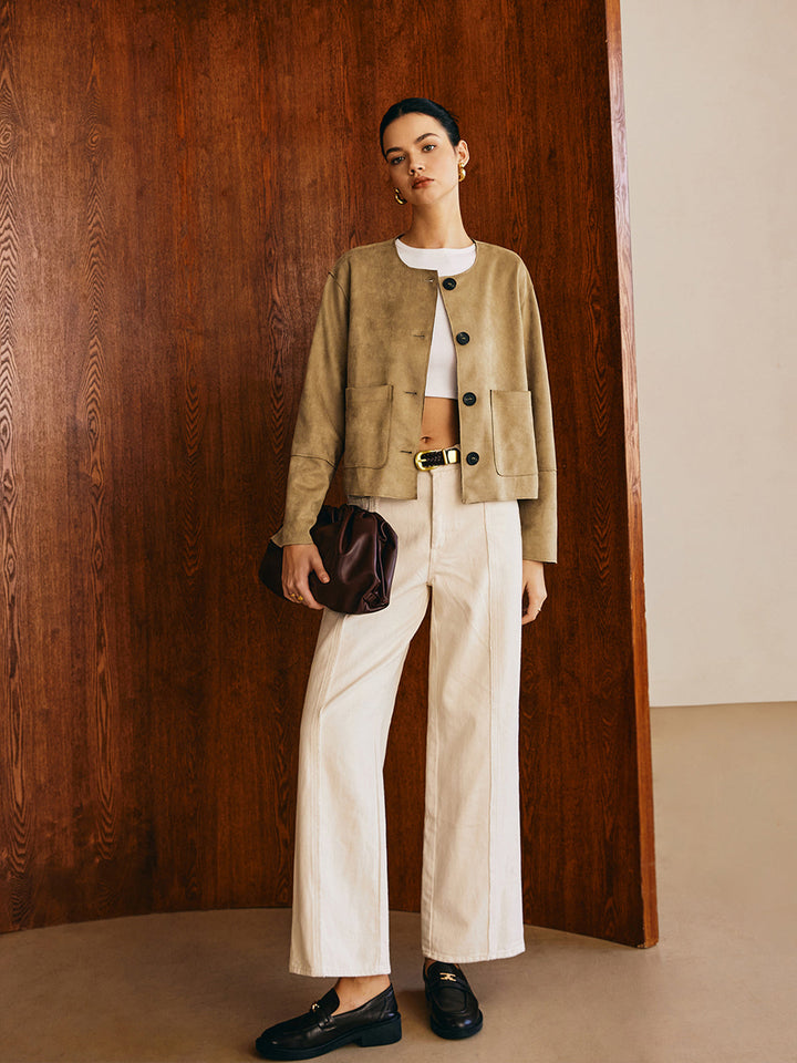 Double-Breasted suede jacket