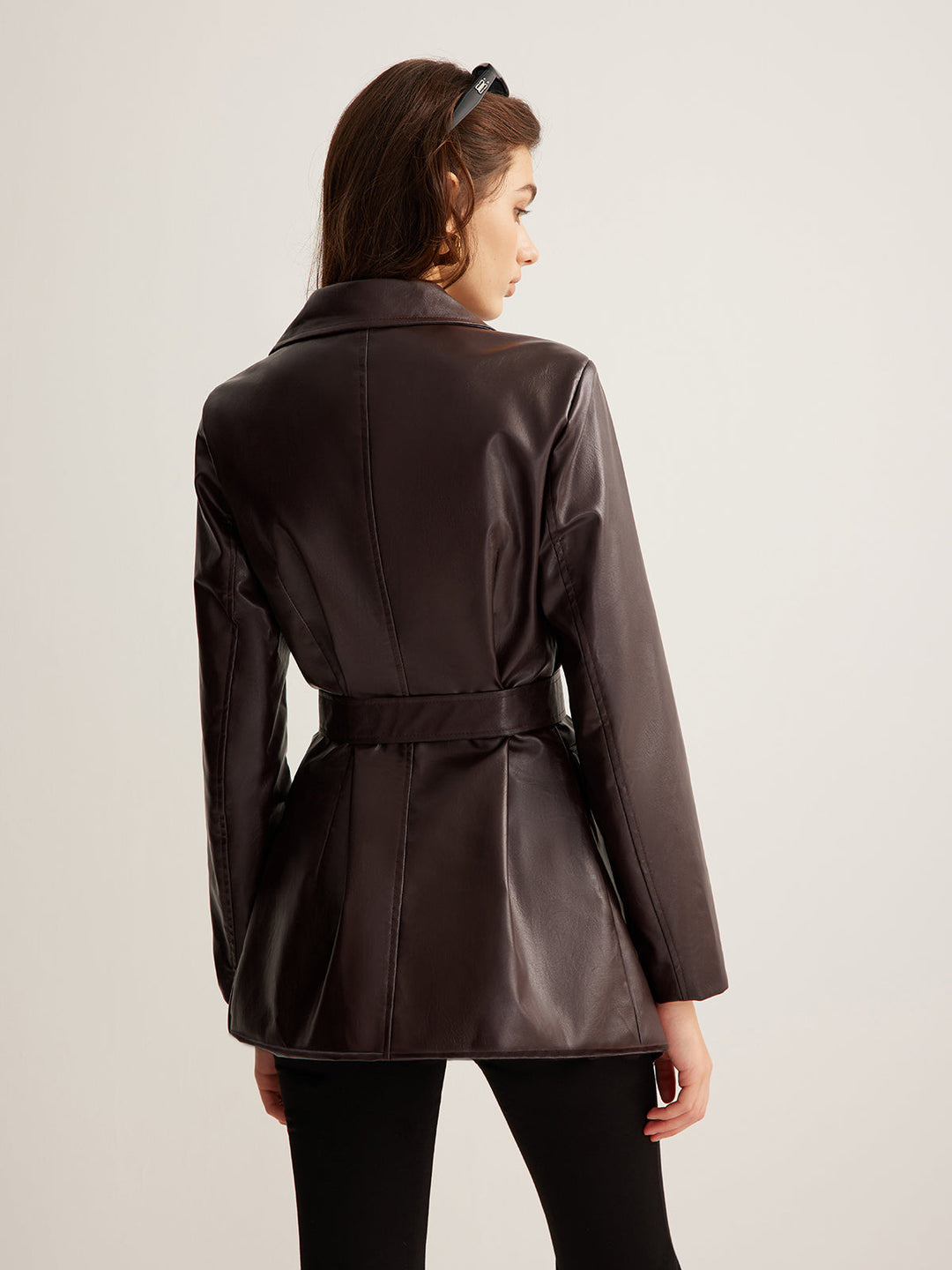 Pu-leather Belt jacket