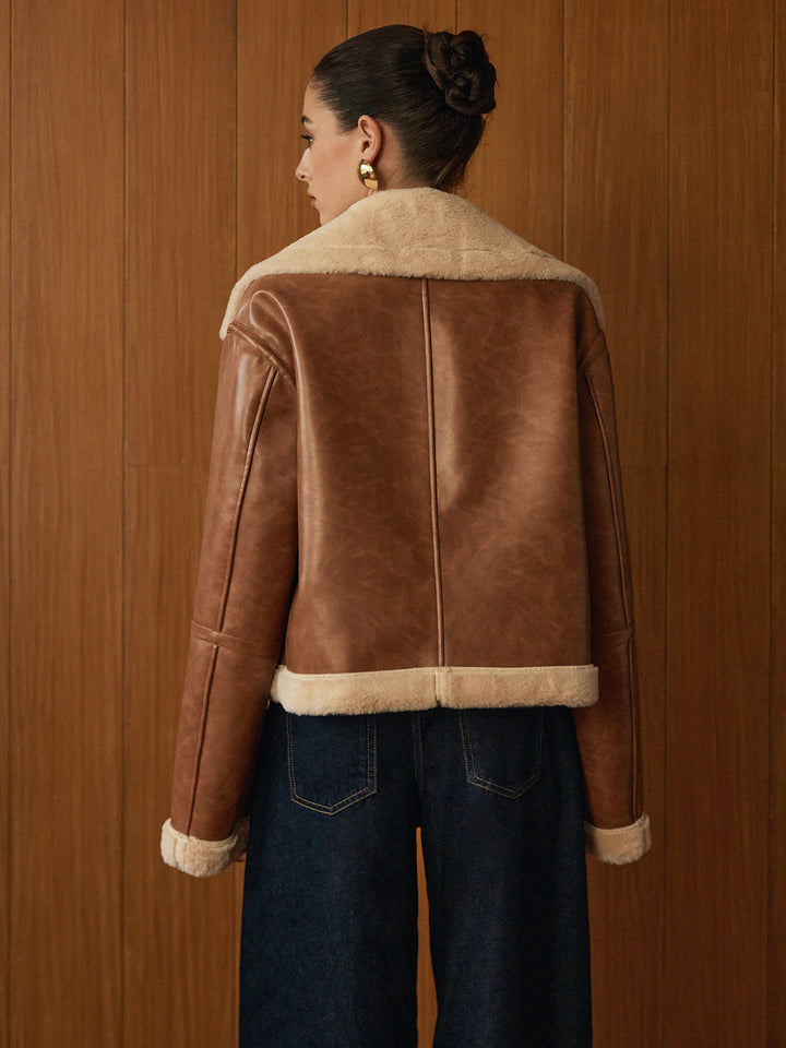 Faux leather zip jacket