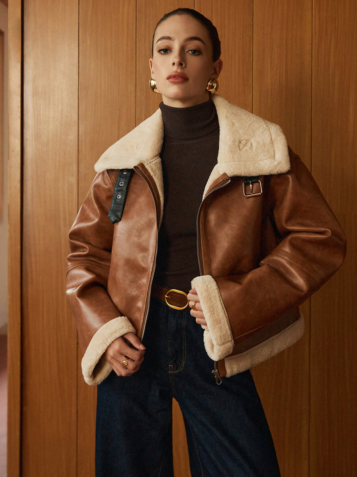 Faux leather zip jacket