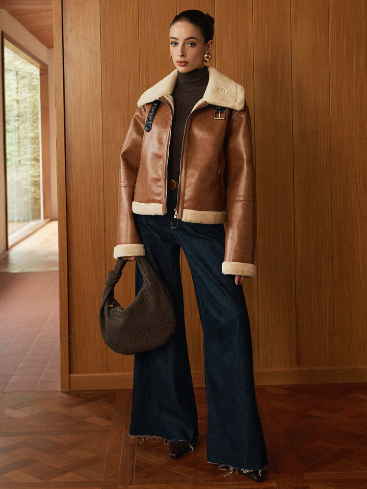Faux leather zip jacket