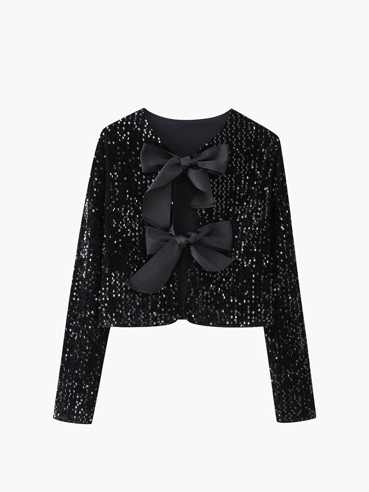 | Velvet Bow Decor Jacket