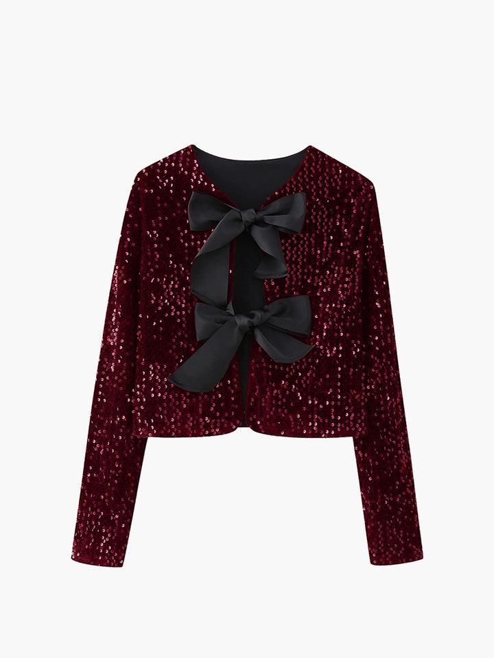 | Velvet Bow Decor Jacket