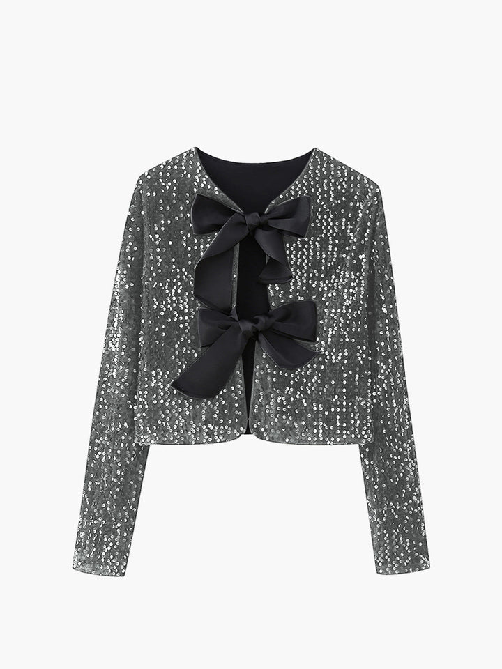 | Velvet Bow Decor Jacket