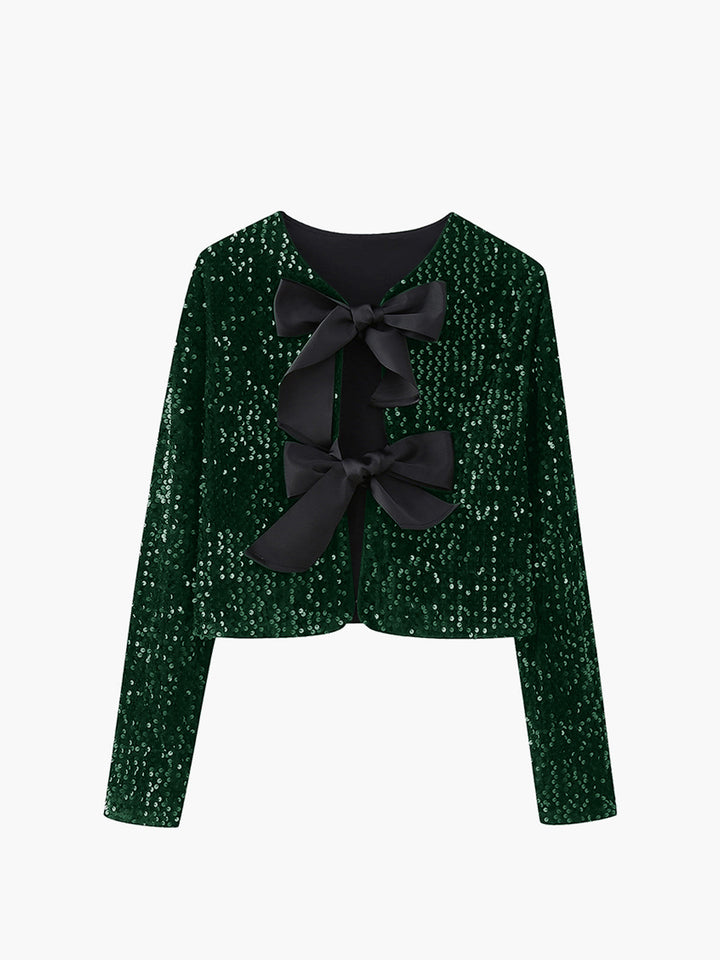 | Velvet Bow Decor Jacket