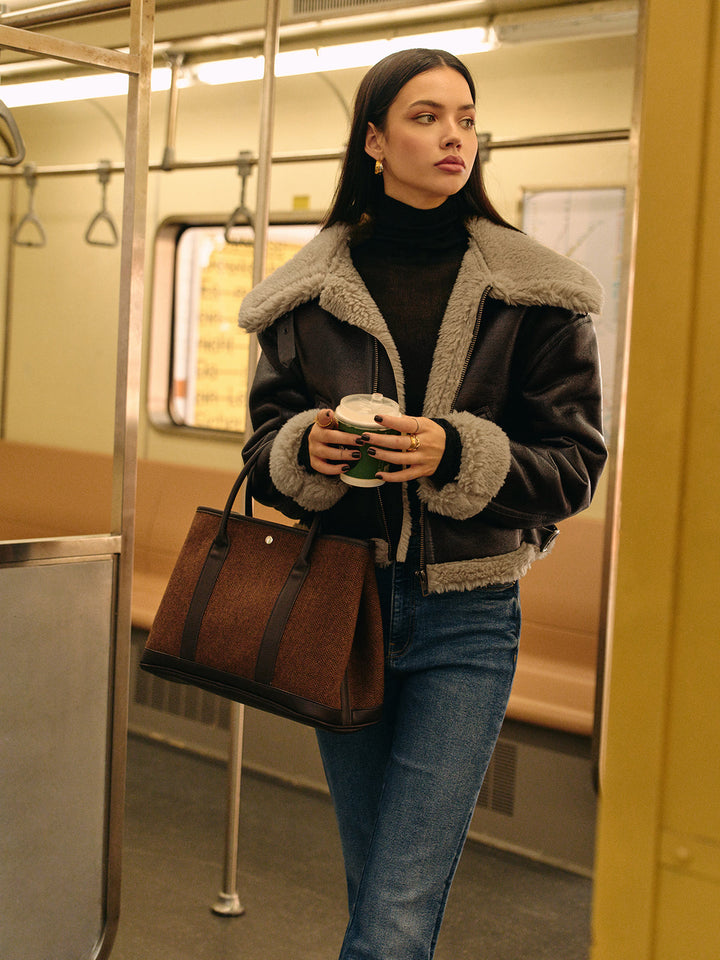 Faux leather zip jacket