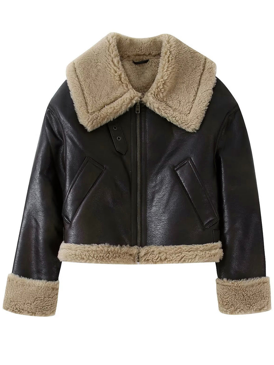 Faux leather zip jacket