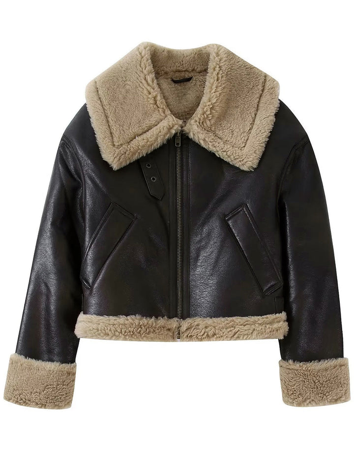 Faux leather zip jacket